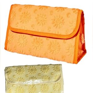 Ulta Yellow Floral (or Sun and Moon) terry patterned makeup cosmetic bag NWT